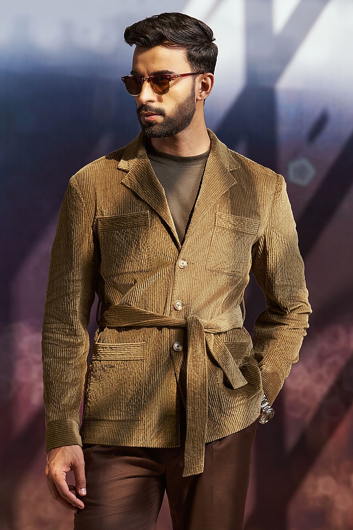 Olive Green Corduroy Shacket by Philocaly at Pernia's Pop Up Shop