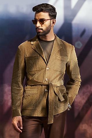 Olive Green Corduroy Shacket by Philocaly