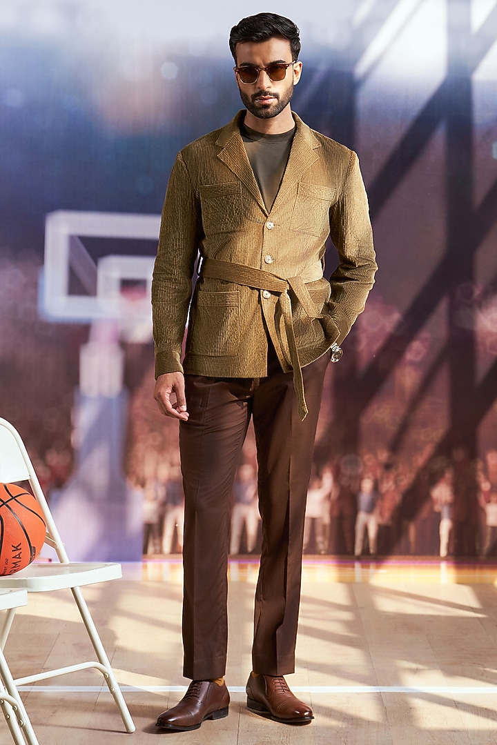 Olive Green Corduroy Shacket by Philocaly at Pernia's Pop Up Shop