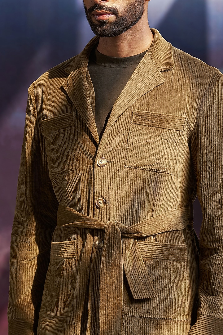 Olive Green Corduroy Shacket by Philocaly at Pernia's Pop Up Shop