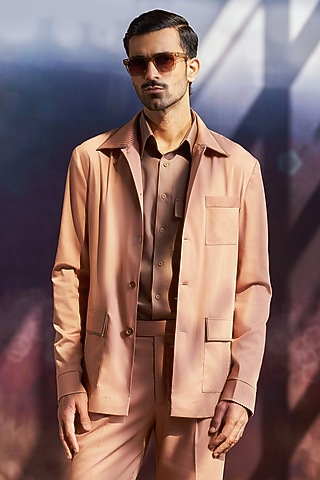 Peach Cotton Shacket by Philocaly