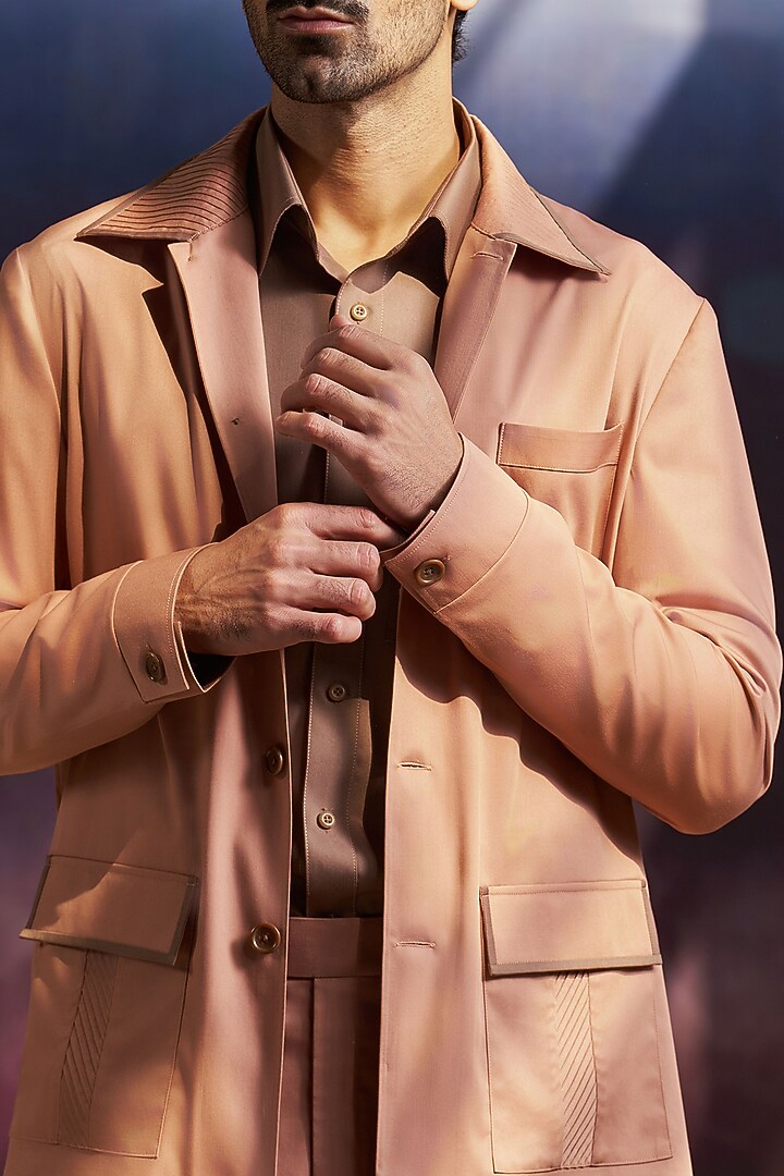 Peach Cotton Shacket by Philocaly at Pernia's Pop Up Shop