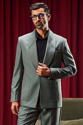 Teal Perennial Wool Jacket by Philocaly