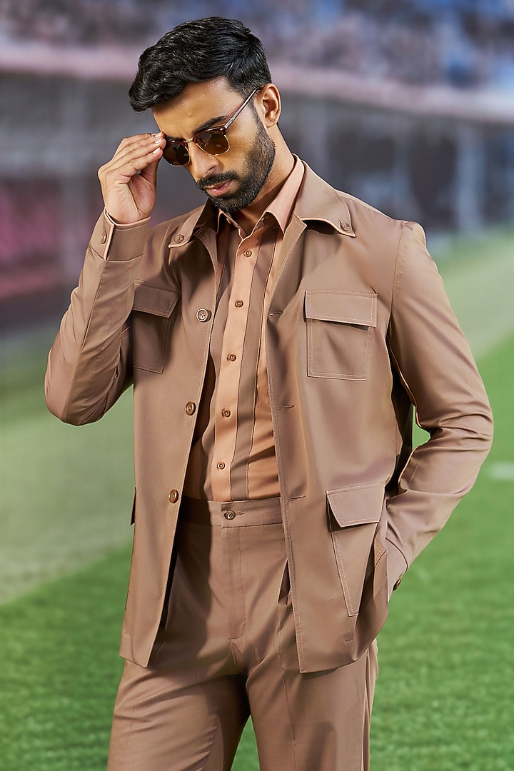 Brown Cotton Shacket by Philocaly at Pernia's Pop Up Shop