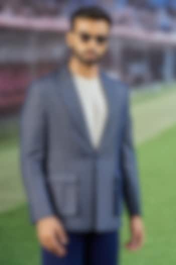 Blue Wool Blend Jacket by Philocaly at Pernia's Pop Up Shop