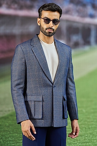Blue Wool Blend Jacket by Philocaly