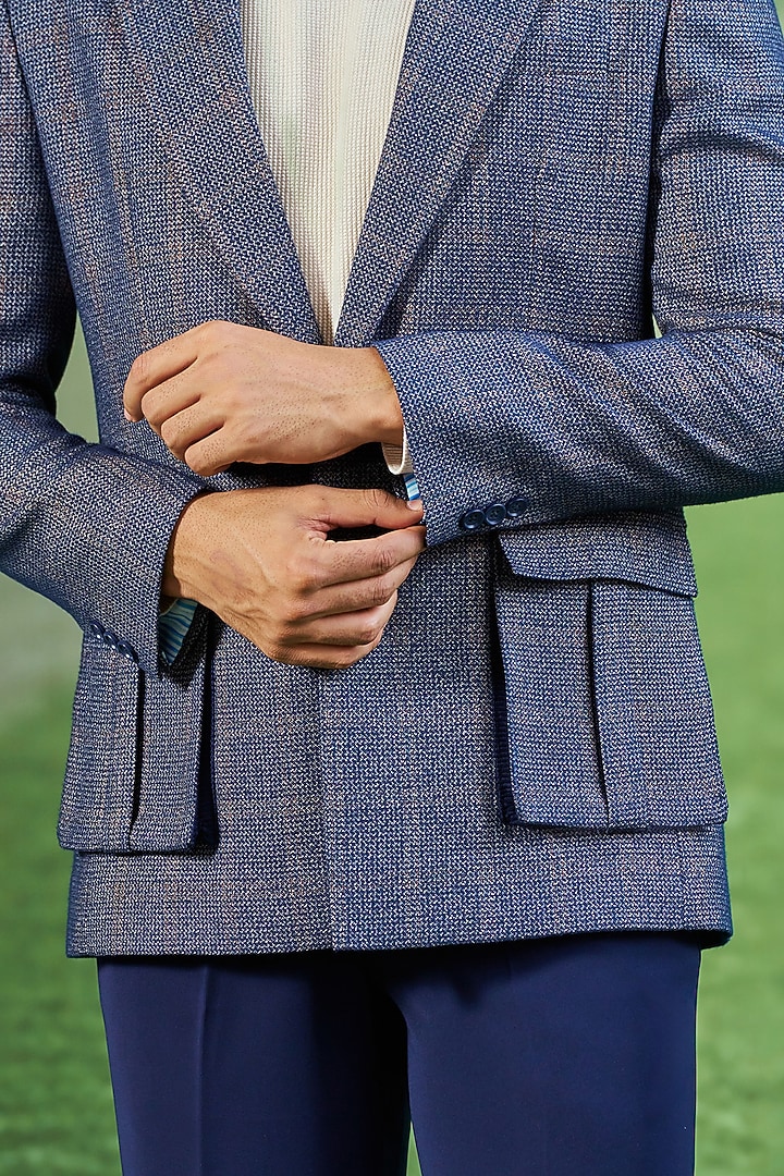 Blue Wool Blend Jacket by Philocaly at Pernia's Pop Up Shop