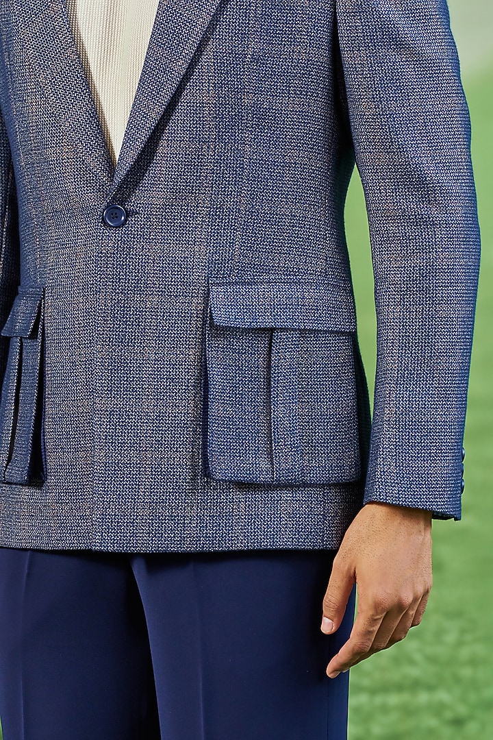 Blue Wool Blend Jacket by Philocaly at Pernia's Pop Up Shop