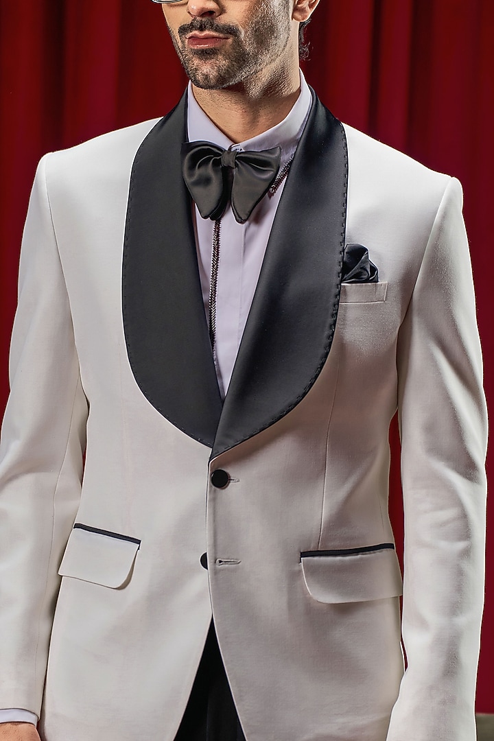 White Perennial Wool Tuxedo by Philocaly at Pernia's Pop Up Shop