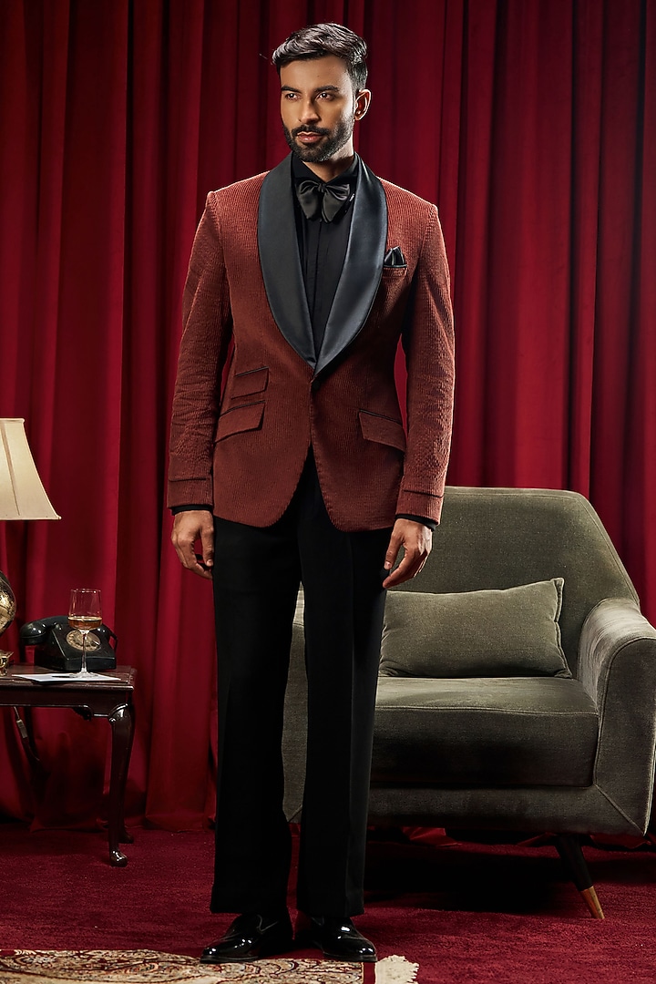 Maroon Corduroy Tuxedo by Philocaly at Pernia's Pop Up Shop