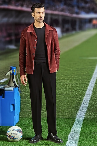 Maroon Corduroy Shacket by Philocaly