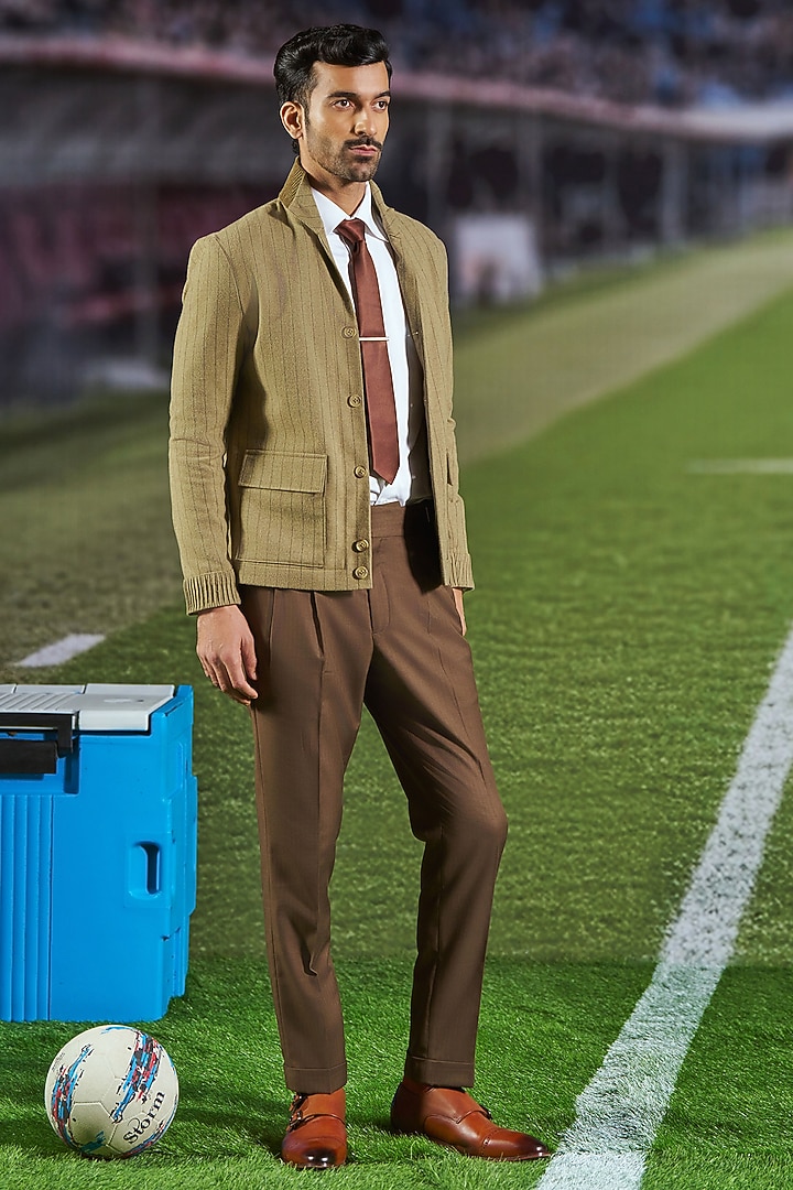 Oliven Green Wool Blend Shacket by Philocaly at Pernia's Pop Up Shop