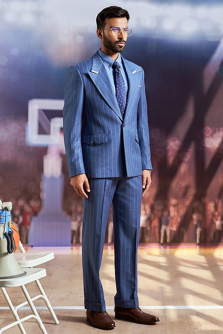 Blue Perennial Wool Blazer by Philocaly at Pernia's Pop Up Shop