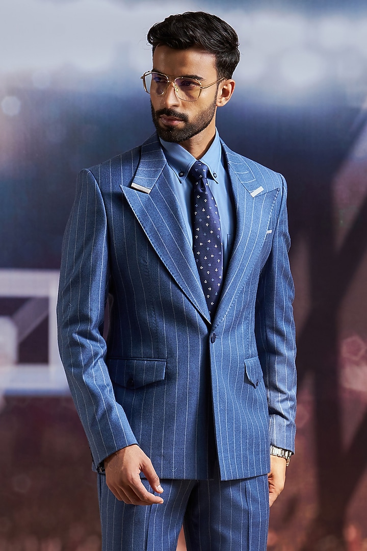 Blue Perennial Wool Blazer by Philocaly at Pernia's Pop Up Shop