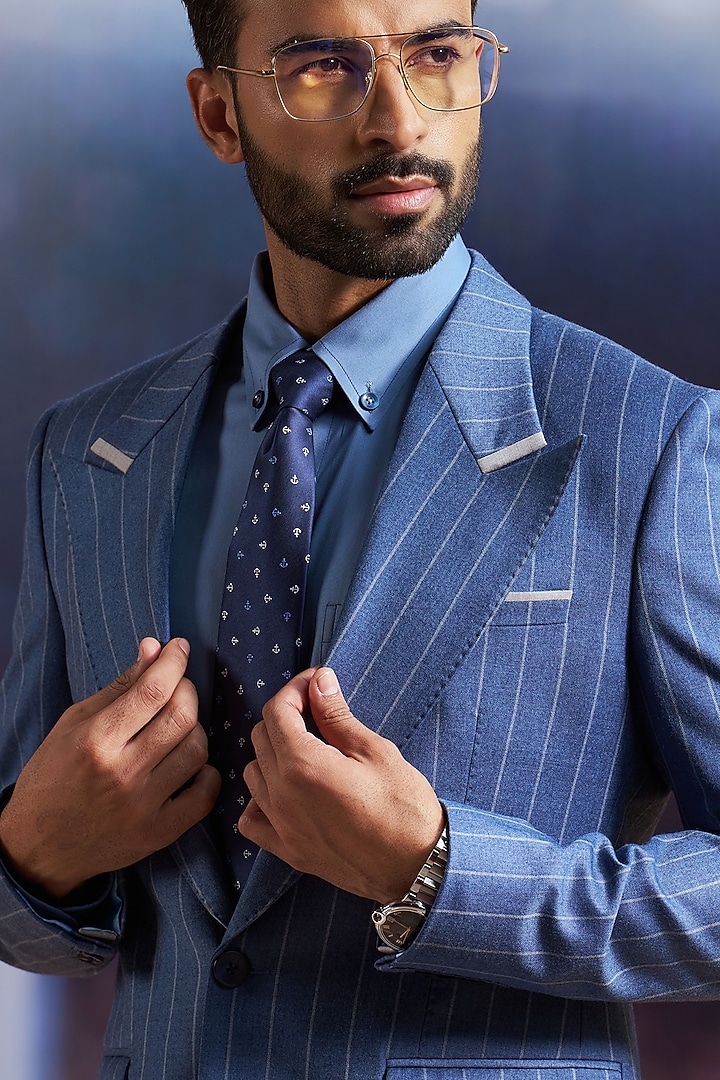 Blue Perennial Wool Blazer by Philocaly at Pernia's Pop Up Shop