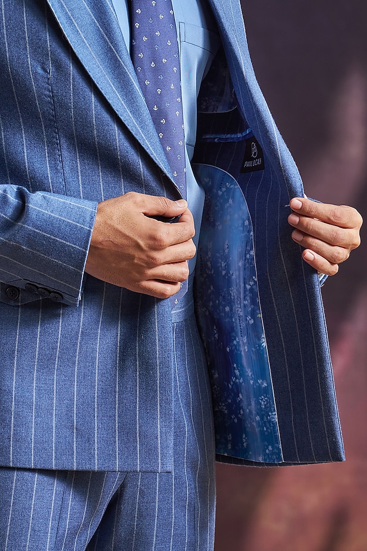 Blue Perennial Wool Blazer by Philocaly at Pernia's Pop Up Shop
