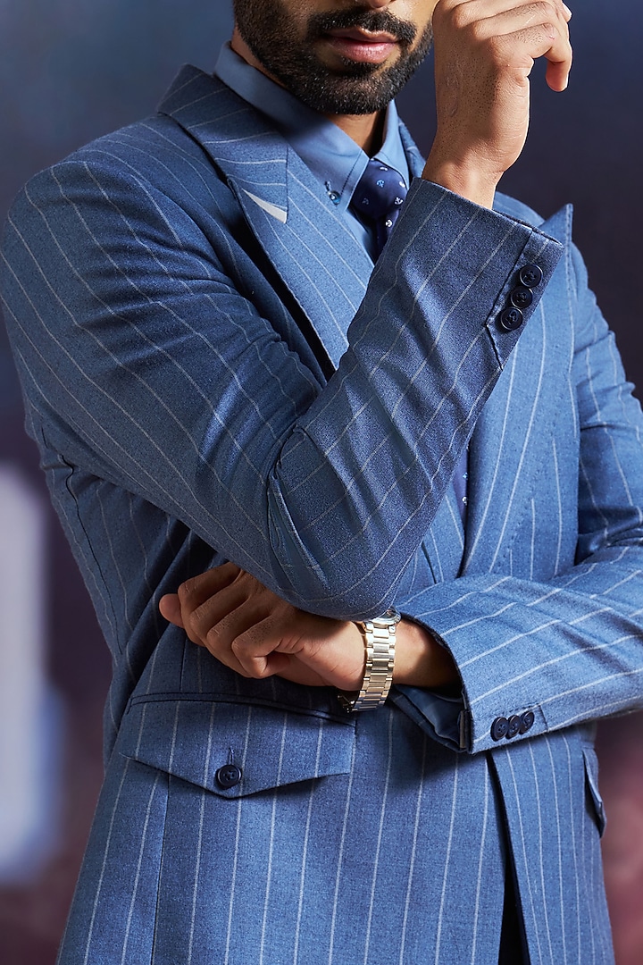 Blue Perennial Wool Blazer by Philocaly at Pernia's Pop Up Shop