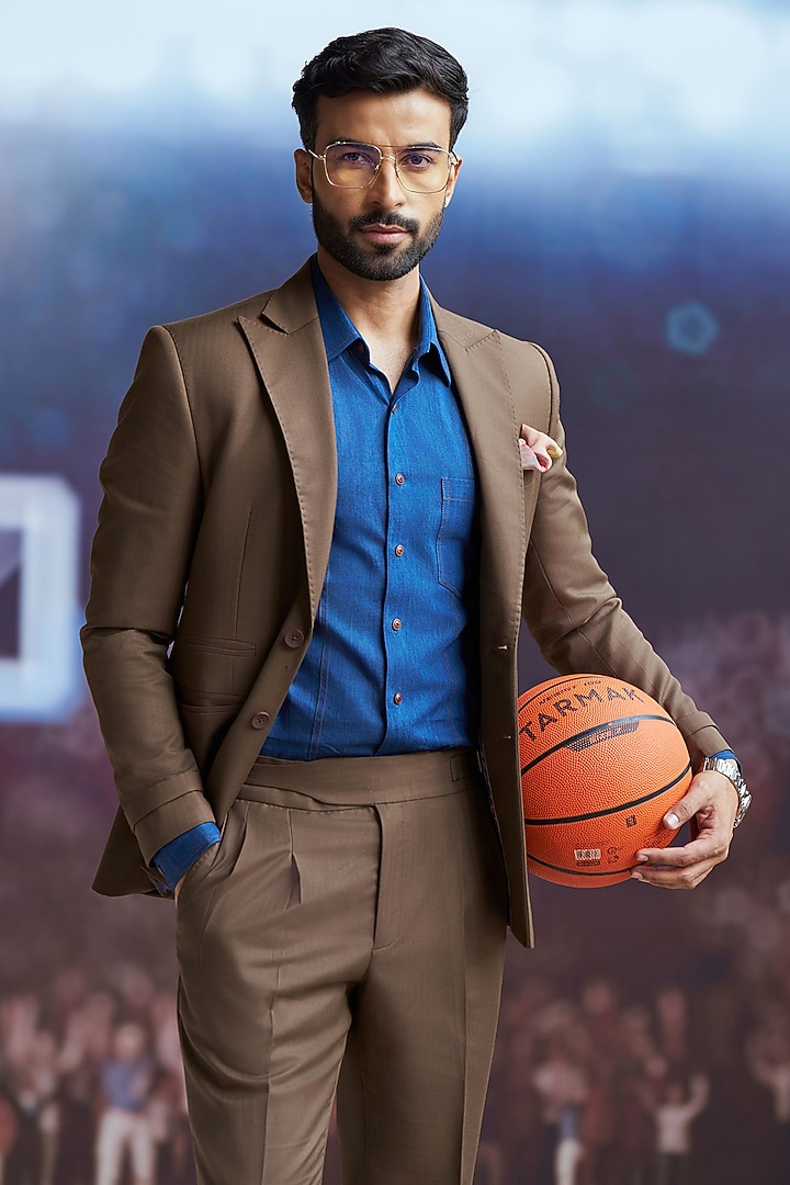 Brown Perennial Wool Blazer by Philocaly at Pernia's Pop Up Shop