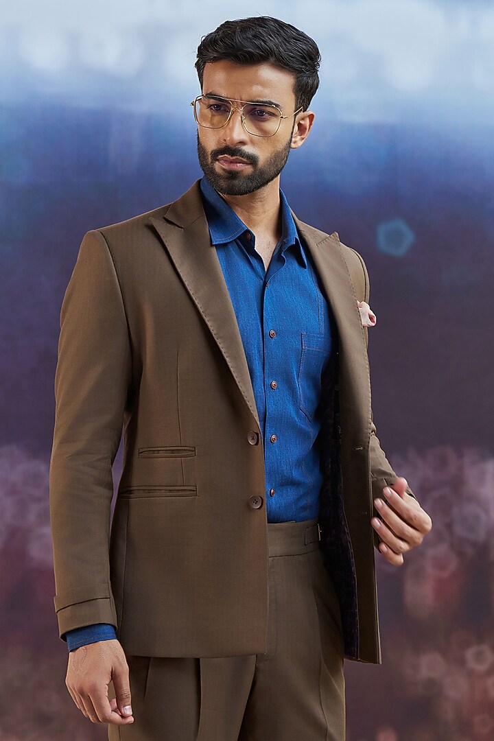 Brown Perennial Wool Blazer by Philocaly at Pernia's Pop Up Shop