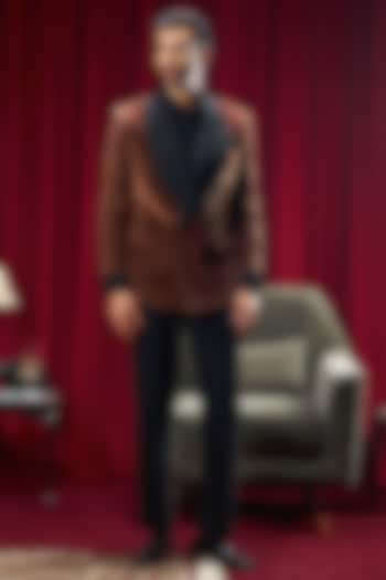 Brown Velvet Tuxedo by Philocaly at Pernia's Pop Up Shop