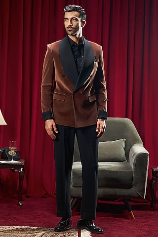 Brown Velvet Tuxedo by Philocaly