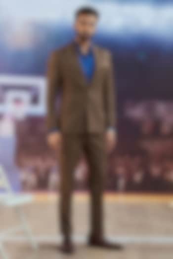 Brown Perennial Wool Blazer Set by Philocaly at Pernia's Pop Up Shop