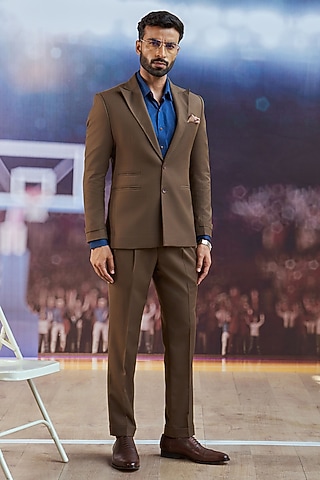 Brown Perennial Wool Blazer Set by Philocaly