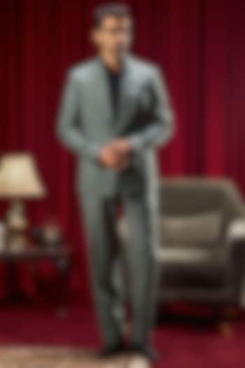 Teal Perennial Wool Blazer Set by Philocaly at Pernia's Pop Up Shop