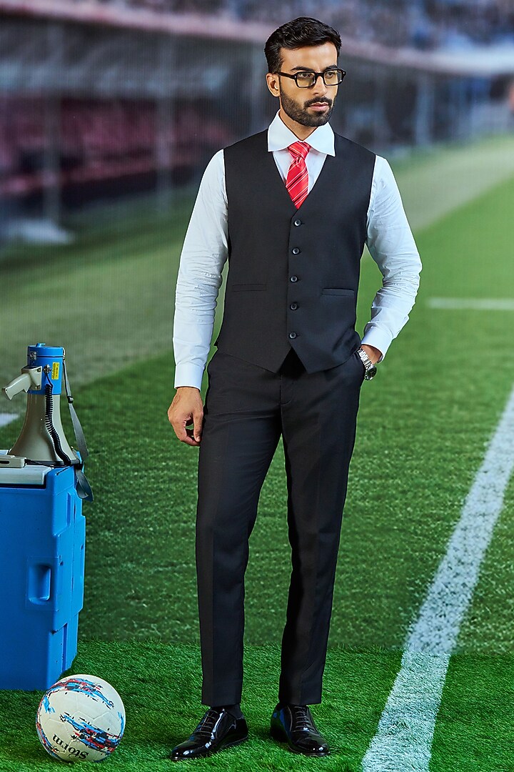 Black Perennial Wool Blazer Set by Philocaly at Pernia's Pop Up Shop