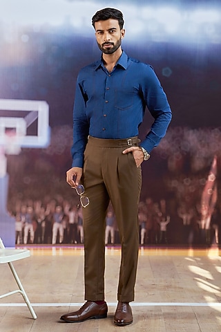 Brown Perennial Wool Gurkha Trousers by Philocaly