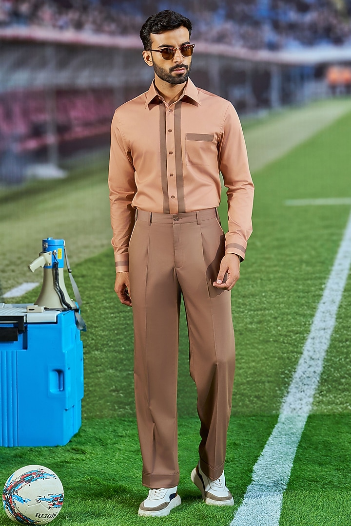 Mocha Brown Cotton Trousers by Philocaly at Pernia's Pop Up Shop