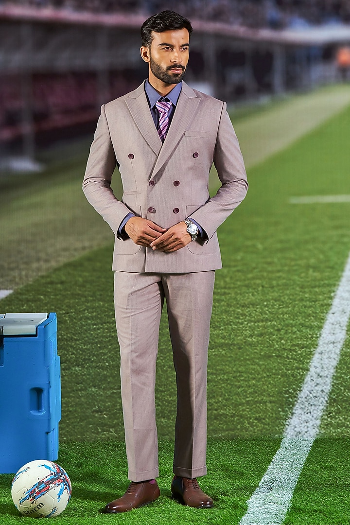 Onion Pink Wool Blend Gurkha Trousers by Philocaly at Pernia's Pop Up Shop