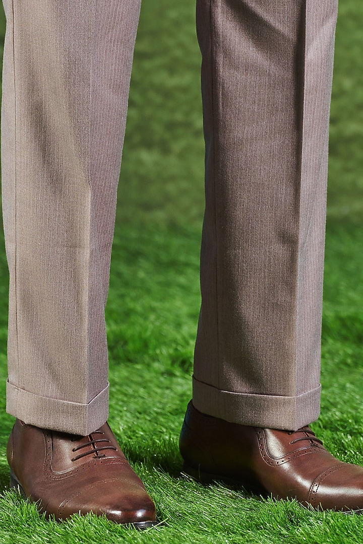 Onion Pink Wool Blend Gurkha Trousers by Philocaly at Pernia's Pop Up Shop