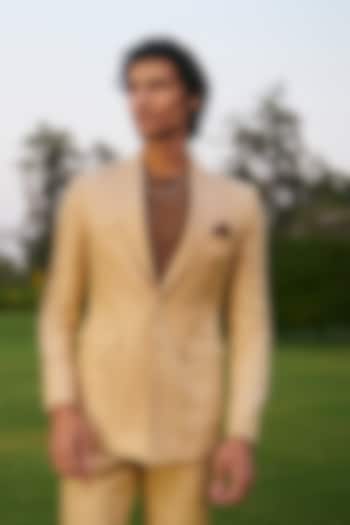 Beige Linen Blazer by Philocaly at Pernia's Pop Up Shop