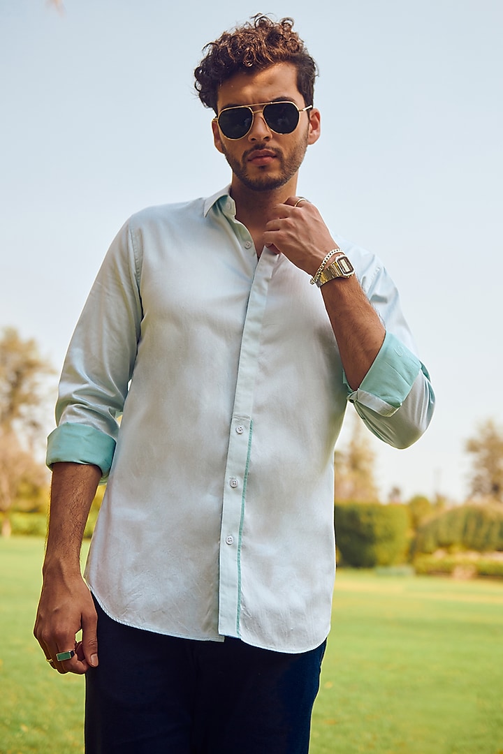 Mint Green Cotton Shirt by Philocaly