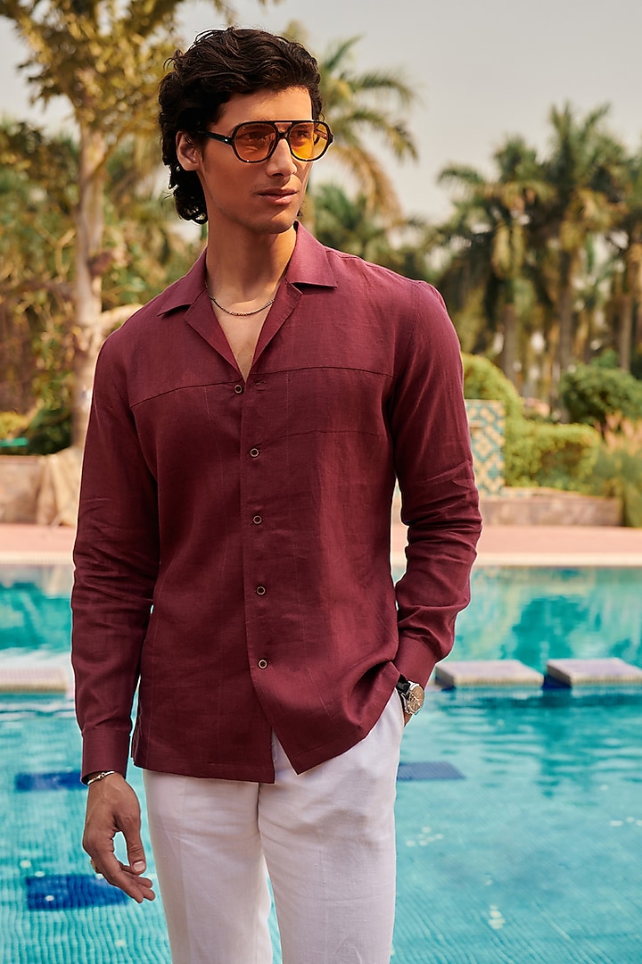 Wine Linen Shirt by Philocaly