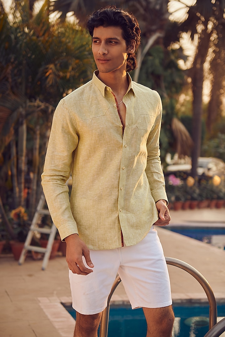 Sage Green Linen Shirt by Philocaly
