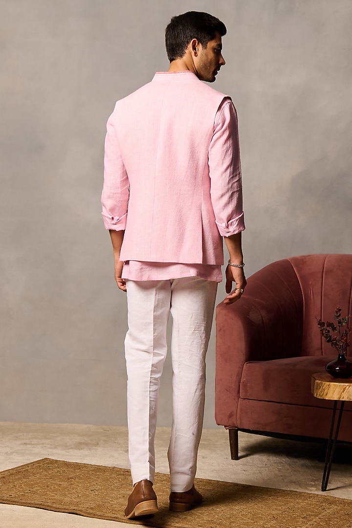 Pink Linen Bundi Jacket by Philocaly at Pernia's Pop Up Shop