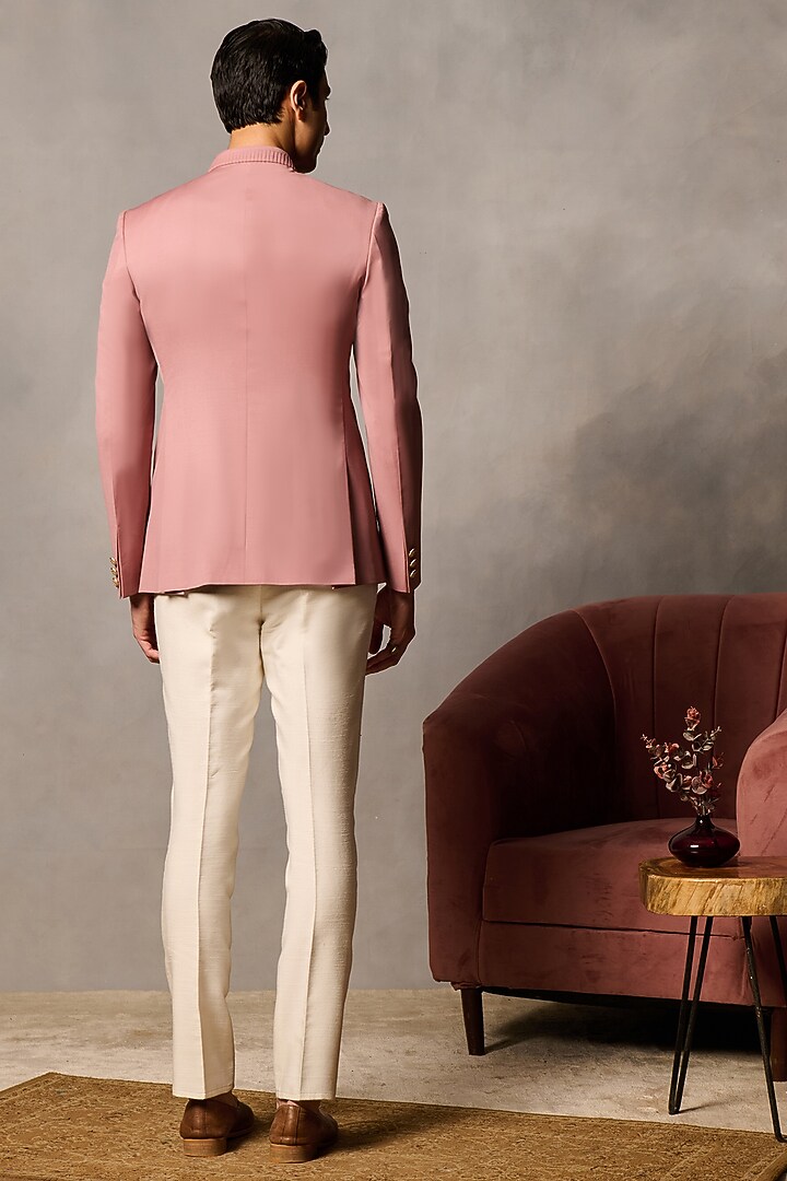 Pink Suiting Asymmetric Wedding Bandhgala by Philocaly at Pernia's Pop Up Shop