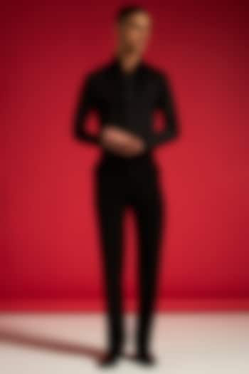 Black Cotton Pintuck Party Wear Shirt by Philocaly at Pernia's Pop Up Shop