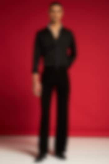 Black Cotton Pintuck Party Wear Shirt by Philocaly at Pernia's Pop Up Shop