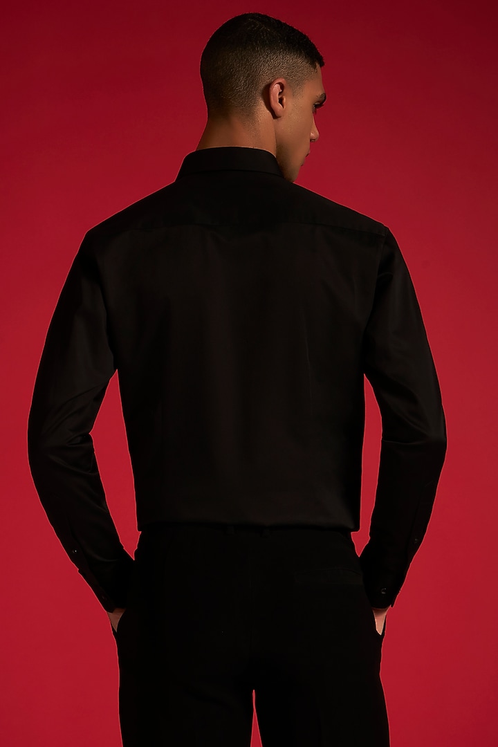 Black Cotton Smocked Bib Party Wear Shirt by Philocaly at Pernia's Pop Up Shop