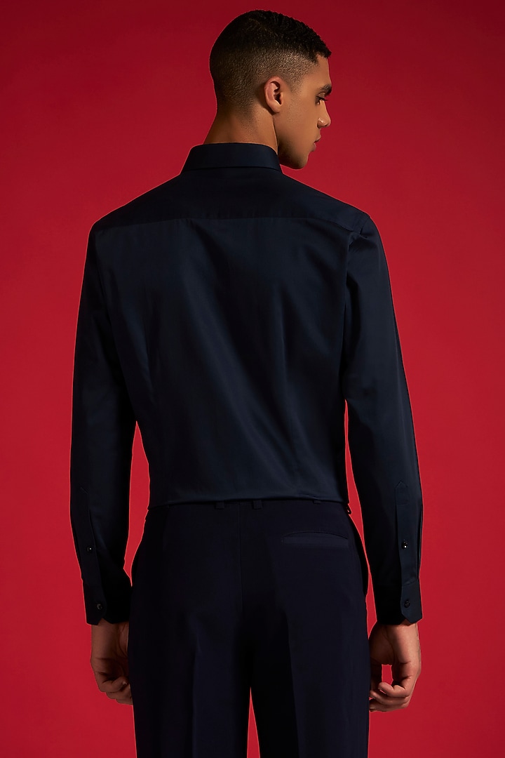 Blue Cotton Pintuck Party Wear Shirt by Philocaly at Pernia's Pop Up Shop