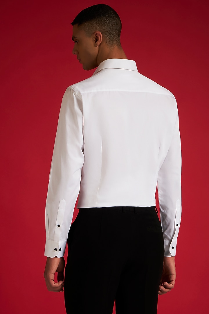 White Cotton Pleated Party Wear Shirt by Philocaly at Pernia's Pop Up Shop