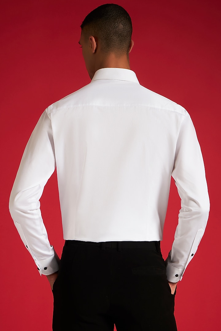 White Cotton Smocked Party Wear Shirt by Philocaly at Pernia's Pop Up Shop