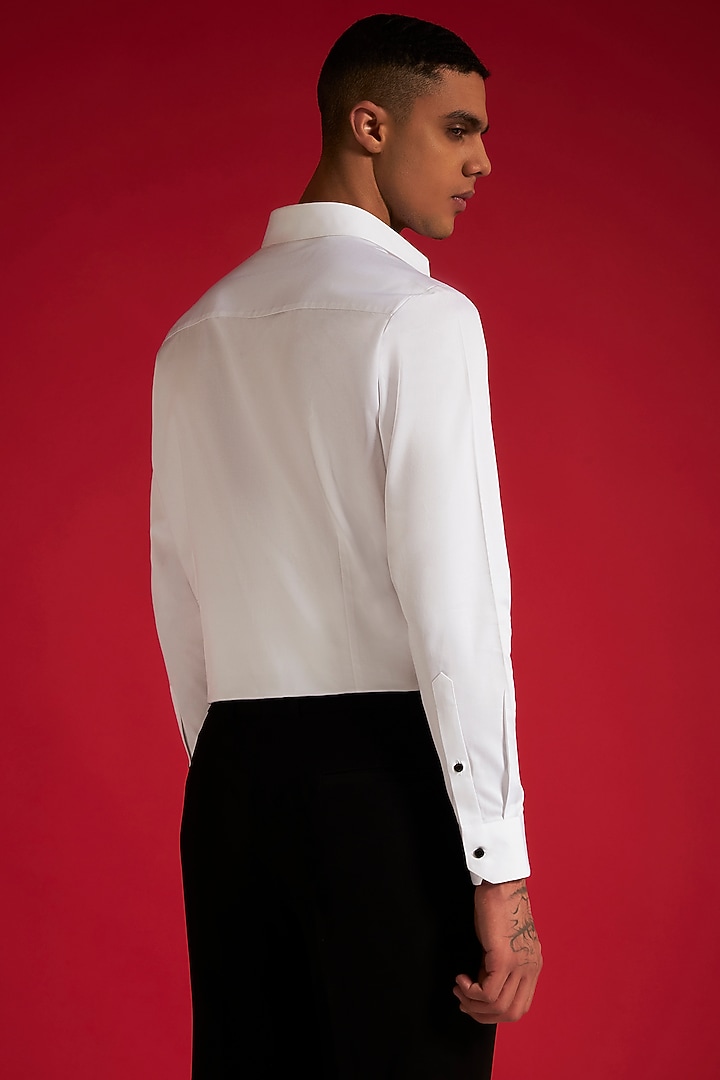 White Cotton Pintuck Party Wear Shirt by Philocaly at Pernia's Pop Up Shop