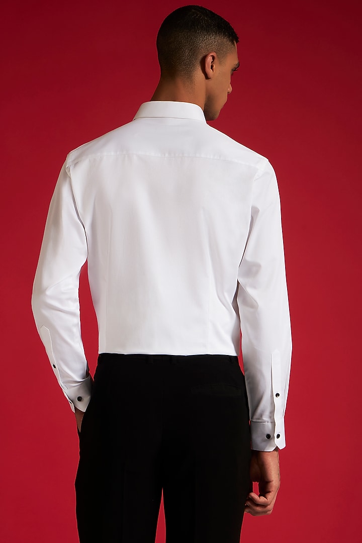 White Cotton Beadwork & Pintuck Party Wear Shirt by Philocaly at Pernia's Pop Up Shop