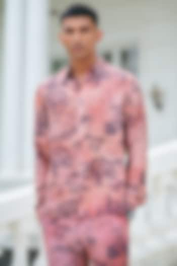 Pink Cotton Printed Shirt by Philocaly