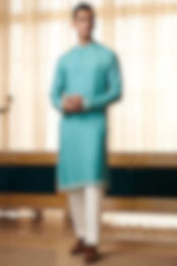 Teal Green Cotton Kurta by Philocaly at Pernia's Pop Up Shop