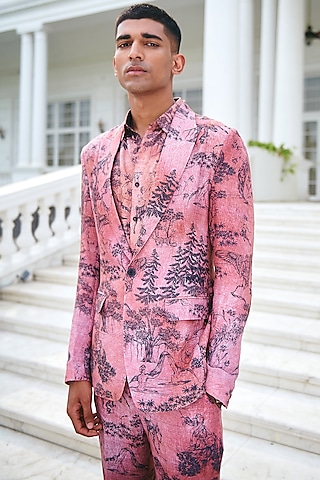 Buy Light Pink Blazer for men Online from Indian Designers 2024